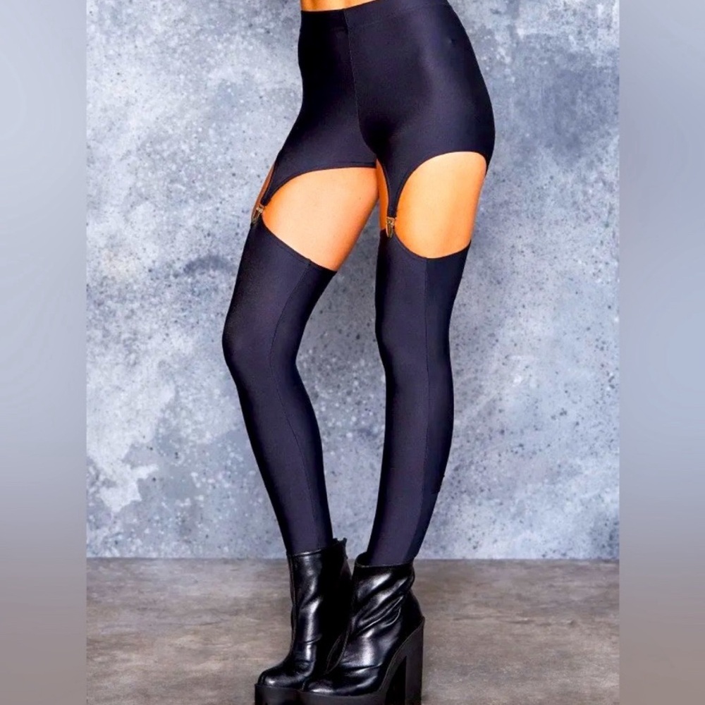 Blackmilk Suspender Leggings Matte Black